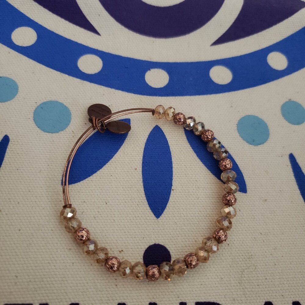 Alex and Ani Copper / Gold Swarovski Crystal Beaded Bangle VGC   67